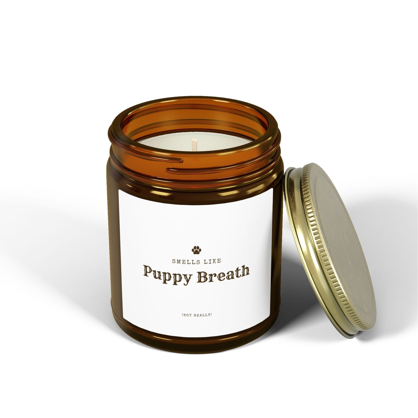 Smells Like Puppy Breath (Not Really) Jar Candle | Coconut Apricot Scented Candle, Fun Gift for Dog Lover Decor