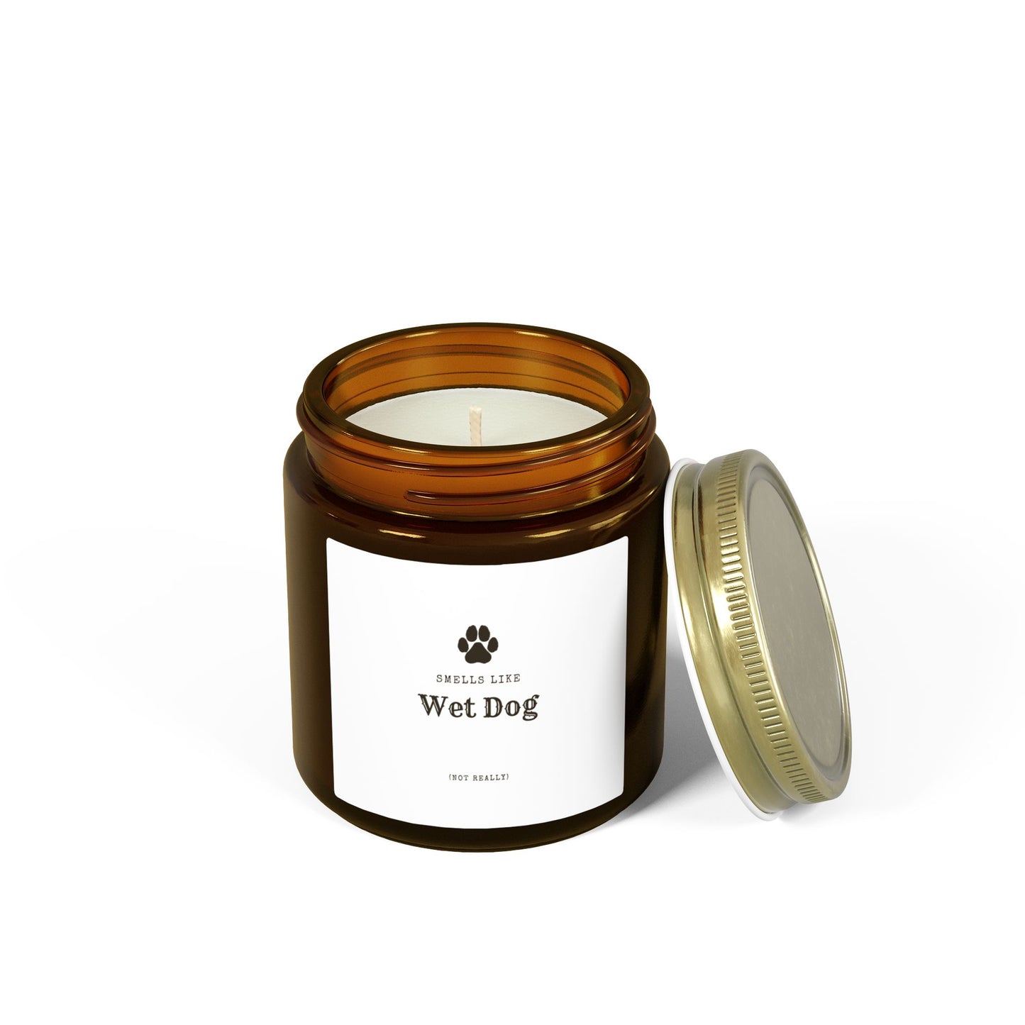 Smells Like Wet Dog (Not Really) Jar Candle - White | Coconut Apricot Scented Candle, Fun Gift for Dog Lover Decor