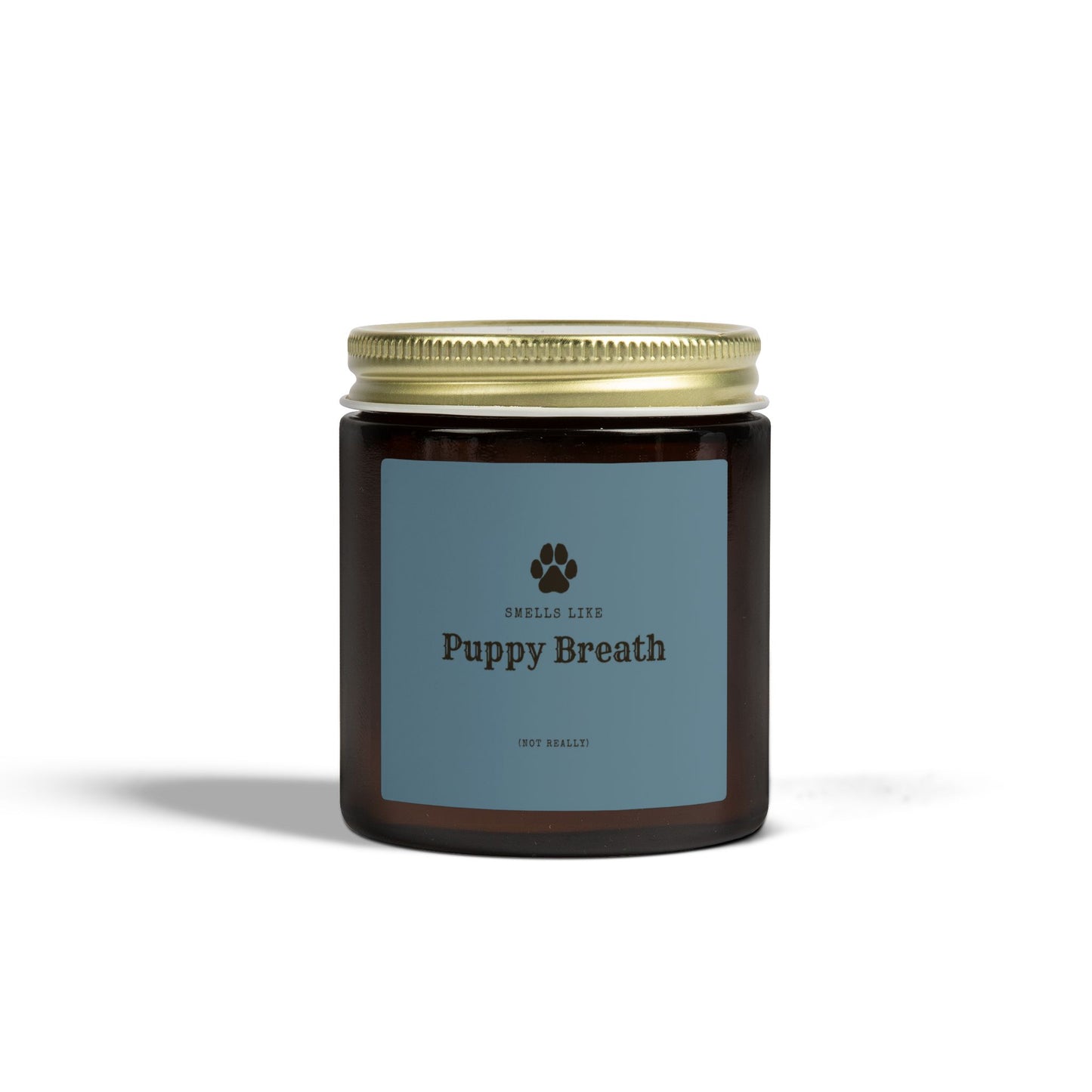 Smells Like Puppy Breath (Not Really) Jar Candle - Blue | Coconut Apricot Scented Candle, Fun Gift for Dog Lover Decor