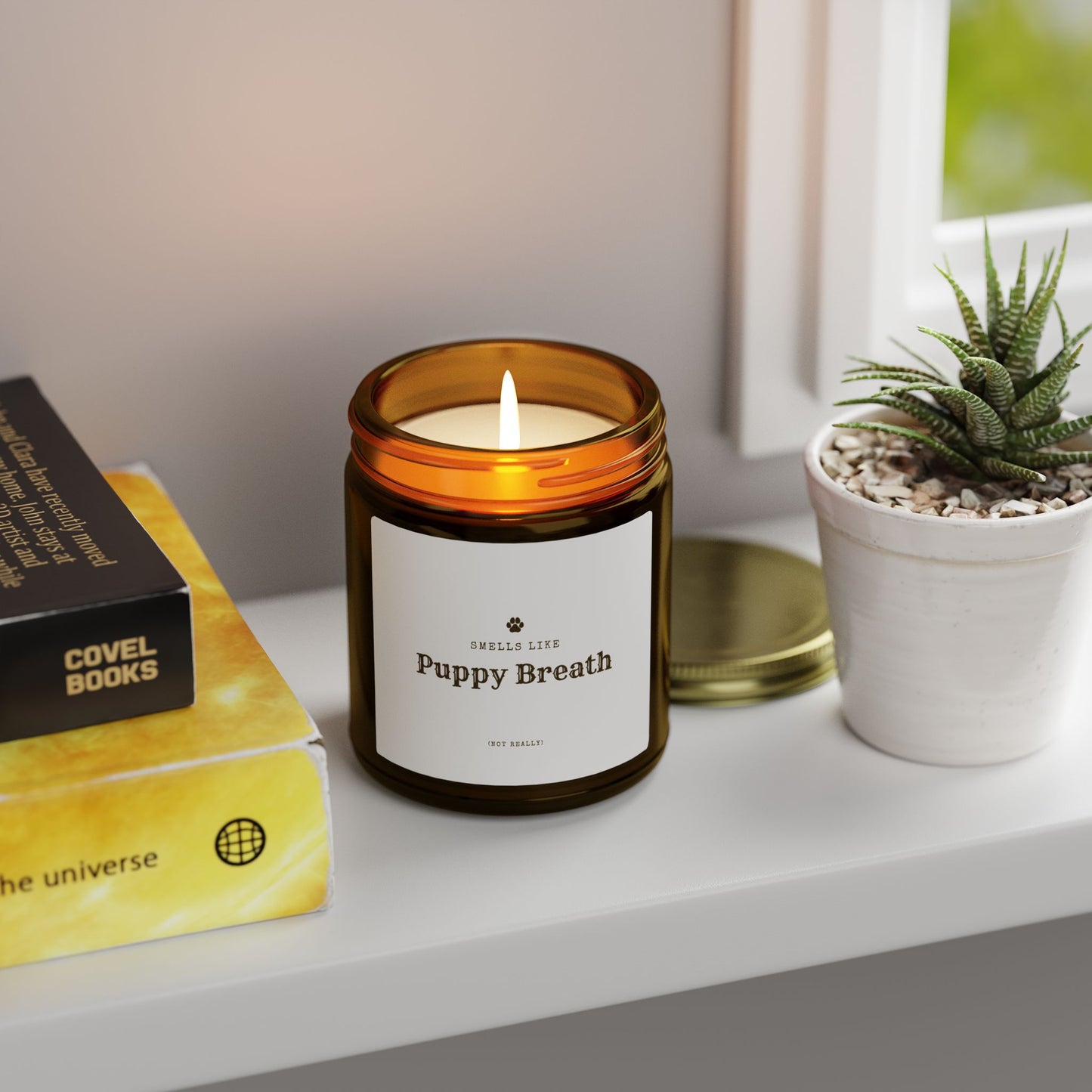 Smells Like Puppy Breath (Not Really) Jar Candle | Coconut Apricot Scented Candle, Fun Gift for Dog Lover Decor