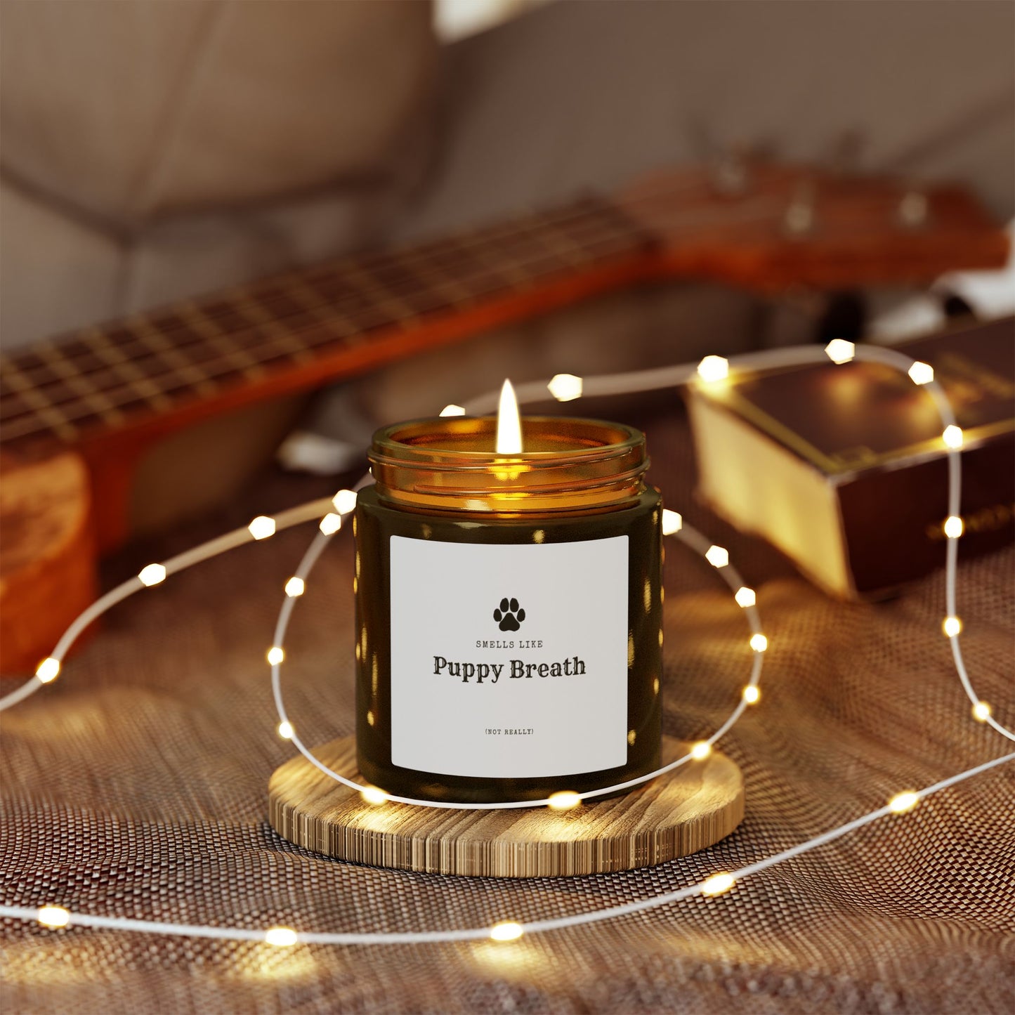 Smells Like Puppy Breath (Not Really) Jar Candle - White | Coconut Apricot Scented Candle, Fun Gift for Dog Lover Decor