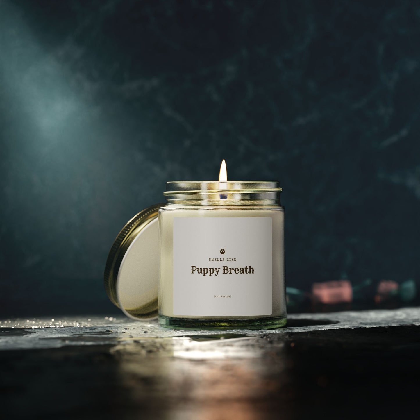 Smells Like Puppy Breath (Not Really) Jar Candle | Coconut Apricot Scented Candle, Fun Gift for Dog Lover Decor