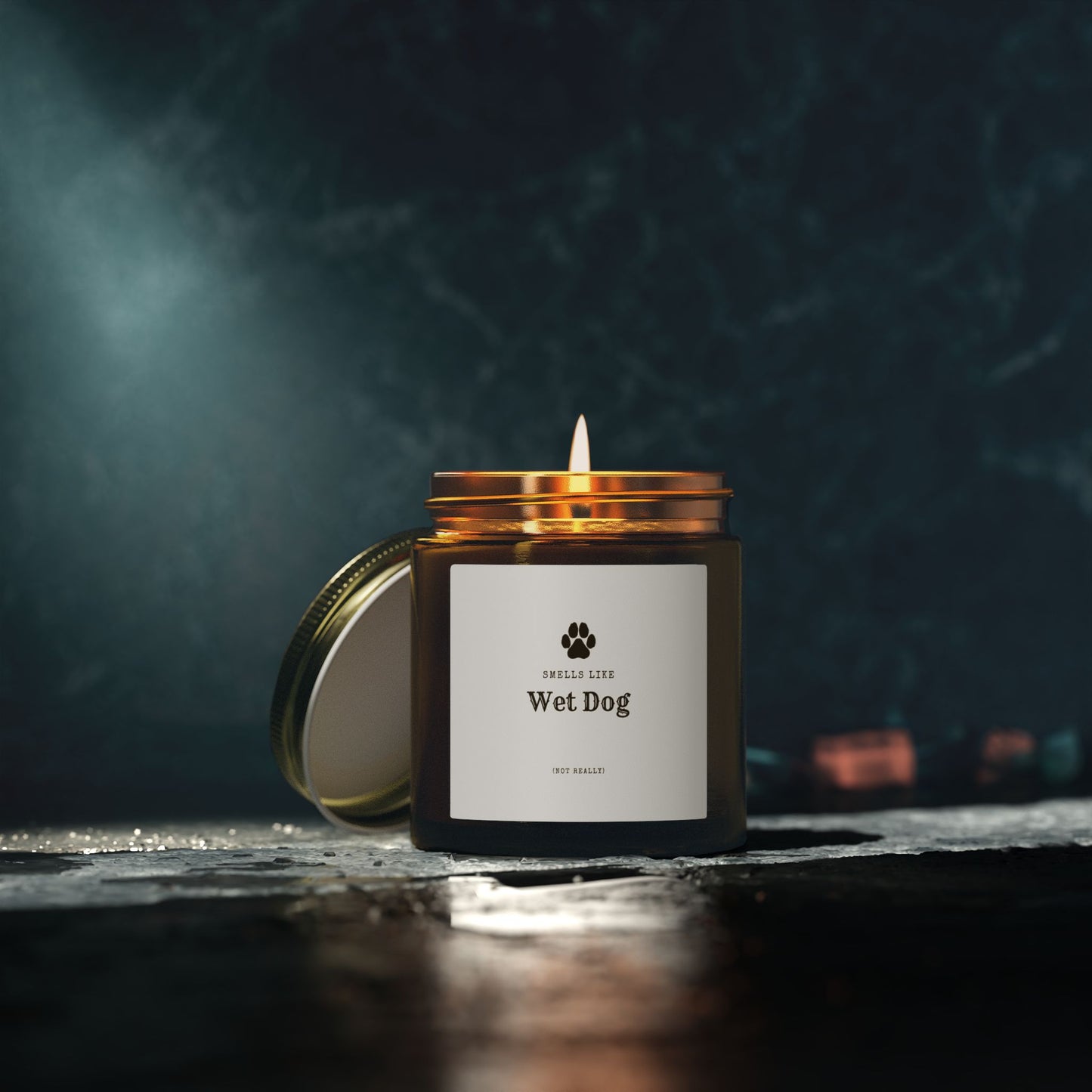 Smells Like Wet Dog (Not Really) Jar Candle - White | Coconut Apricot Scented Candle, Fun Gift for Dog Lover Decor