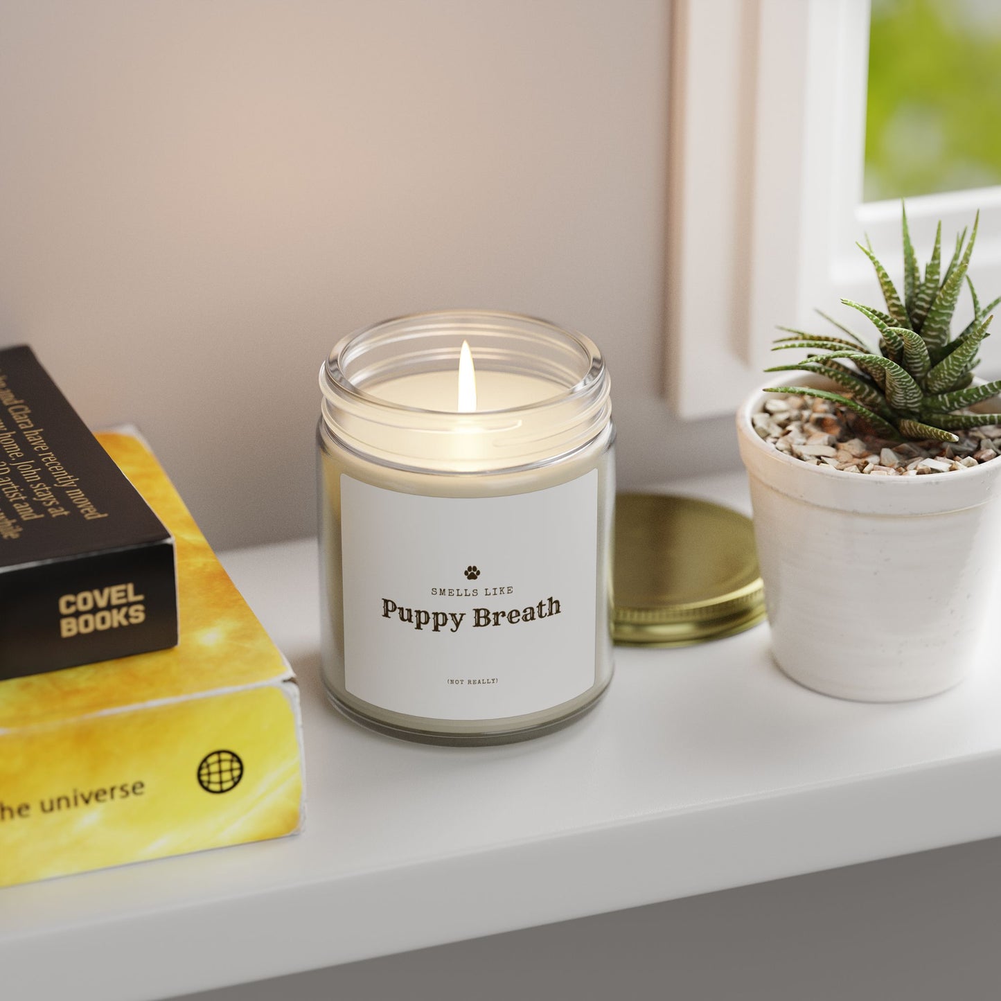 Smells Like Puppy Breath (Not Really) Jar Candle | Coconut Apricot Scented Candle, Fun Gift for Dog Lover Decor