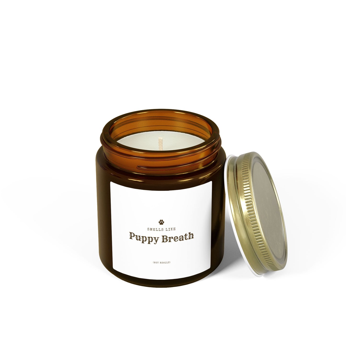 Smells Like Puppy Breath (Not Really) Jar Candle | Coconut Apricot Scented Candle, Fun Gift for Dog Lover Decor