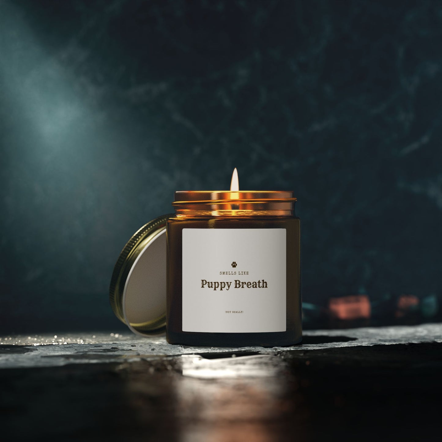 Smells Like Puppy Breath (Not Really) Jar Candle | Coconut Apricot Scented Candle, Fun Gift for Dog Lover Decor