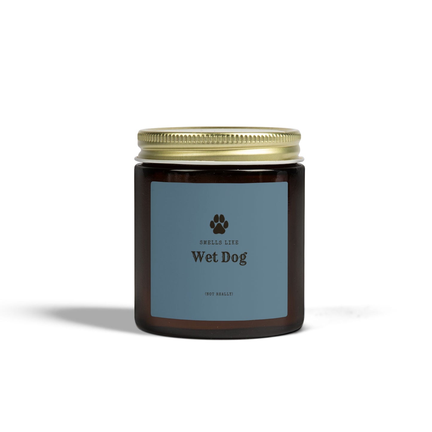 Smells Like Wet Dog (Not Really) Jar Candle - Blue | Coconut Apricot Scented Candle, Fun Gift for Dog Lover Decor