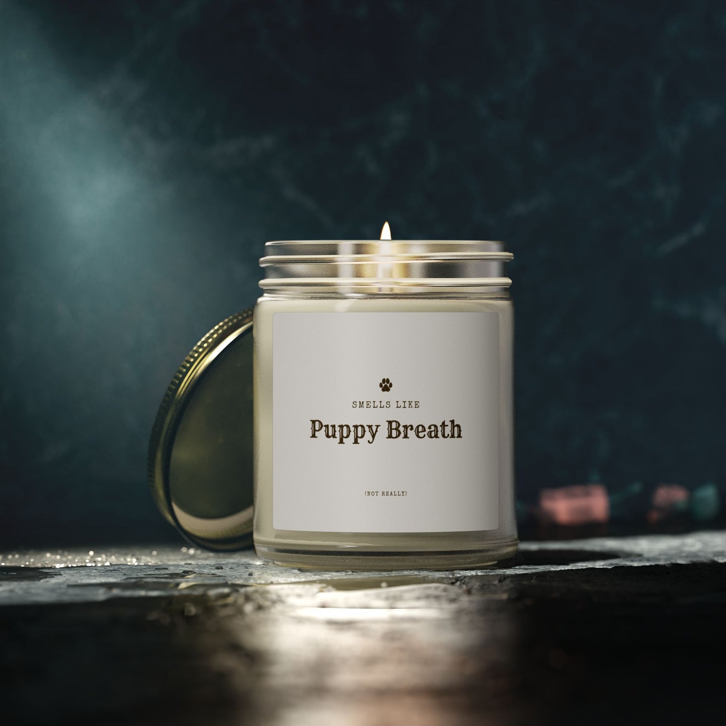 Smells Like Puppy Breath (Not Really) Jar Candle | Coconut Apricot Scented Candle, Fun Gift for Dog Lover Decor