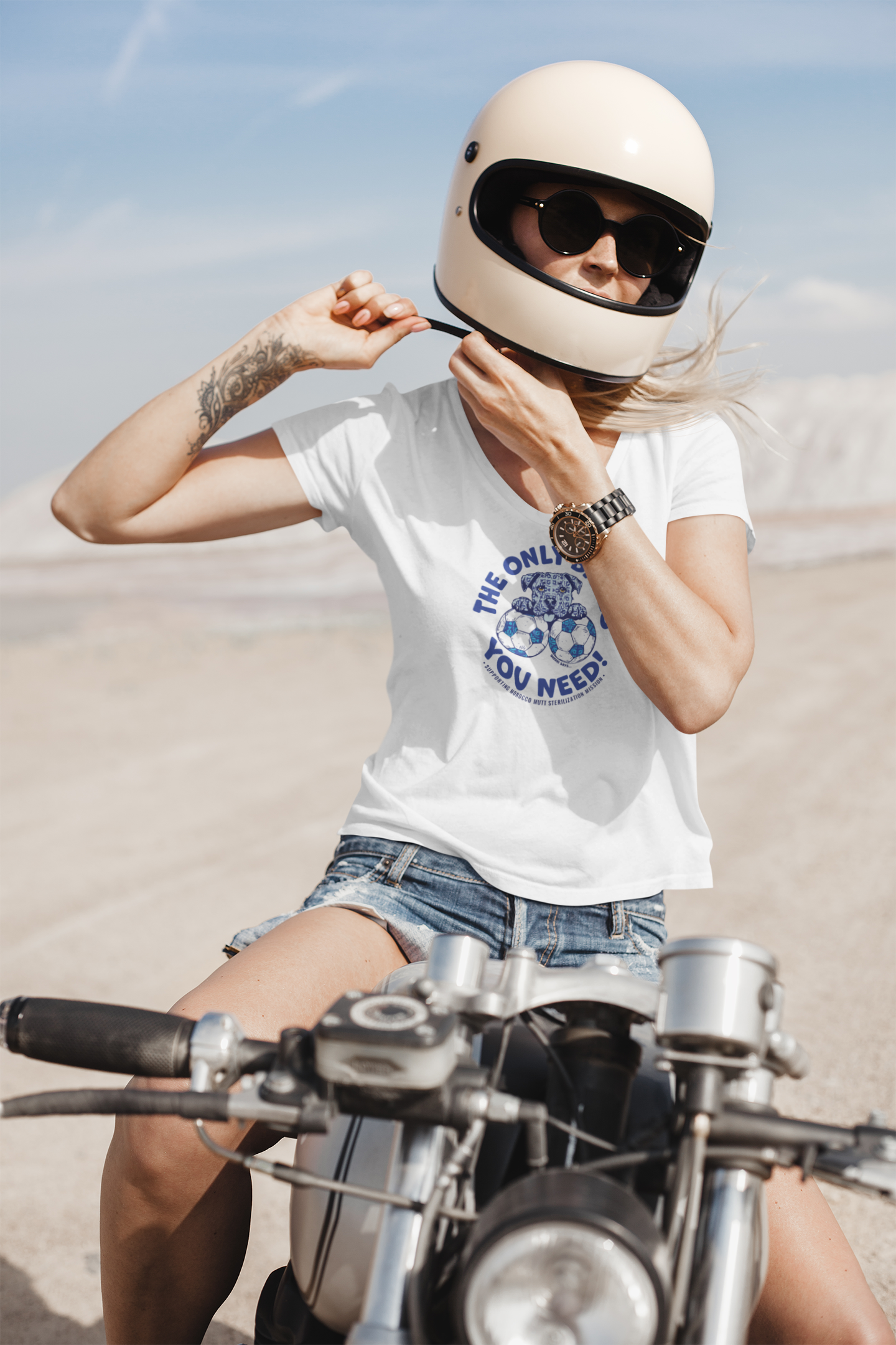 V-Neck Tee — "The Only Balls You Need" Soccer Graphic for Women