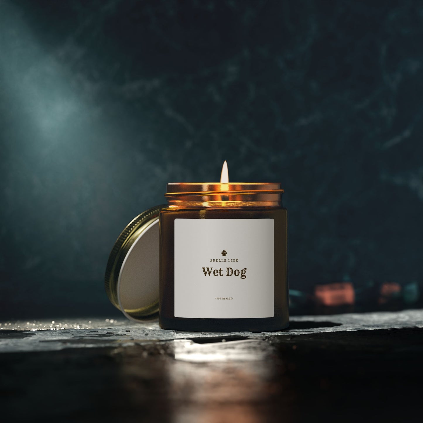 Smells Like Wet Dog (Not Really) Jar Candle | Coconut Apricot Scented Candle, Fun Gift for Dog Lover Decor