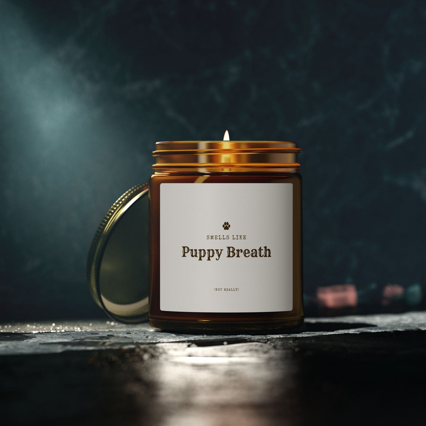 Smells Like Puppy Breath (Not Really) Jar Candle | Coconut Apricot Scented Candle, Fun Gift for Dog Lover Decor