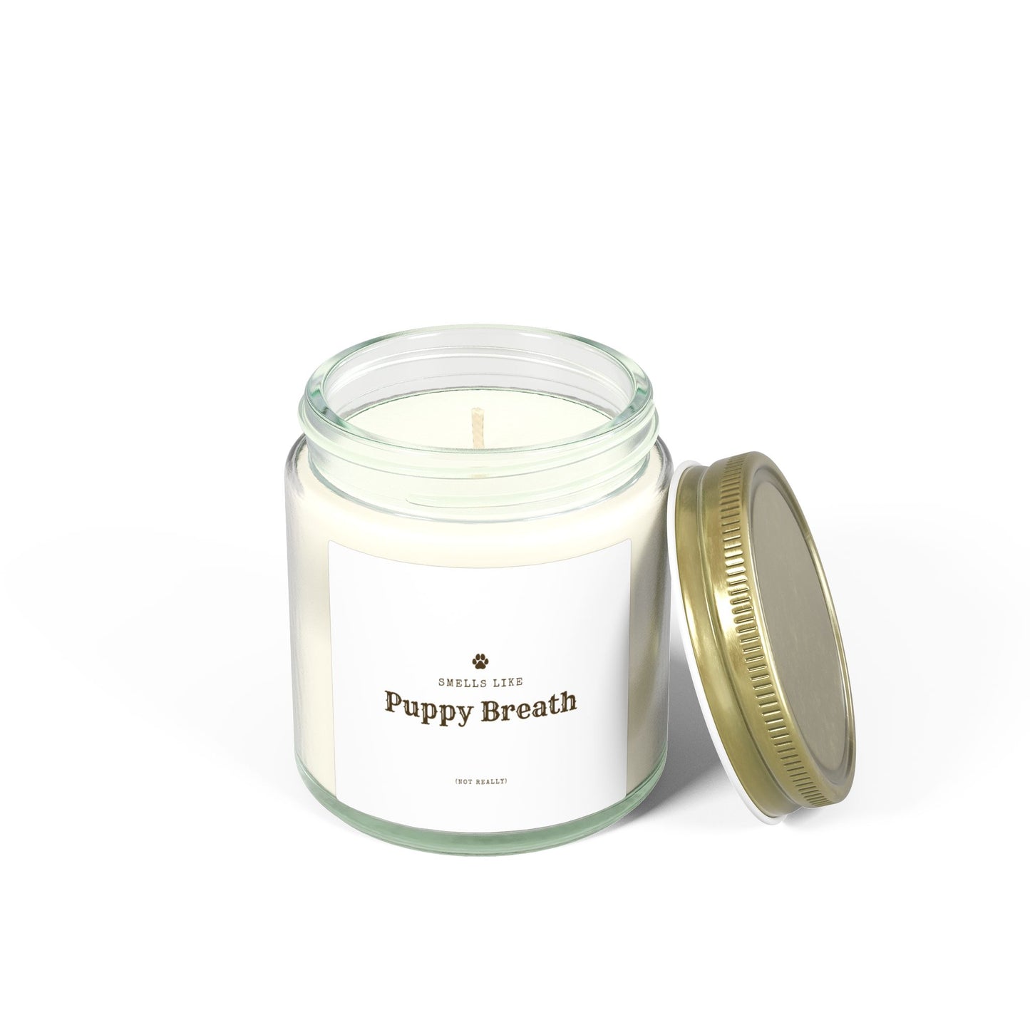 Smells Like Puppy Breath (Not Really) Jar Candle | Coconut Apricot Scented Candle, Fun Gift for Dog Lover Decor