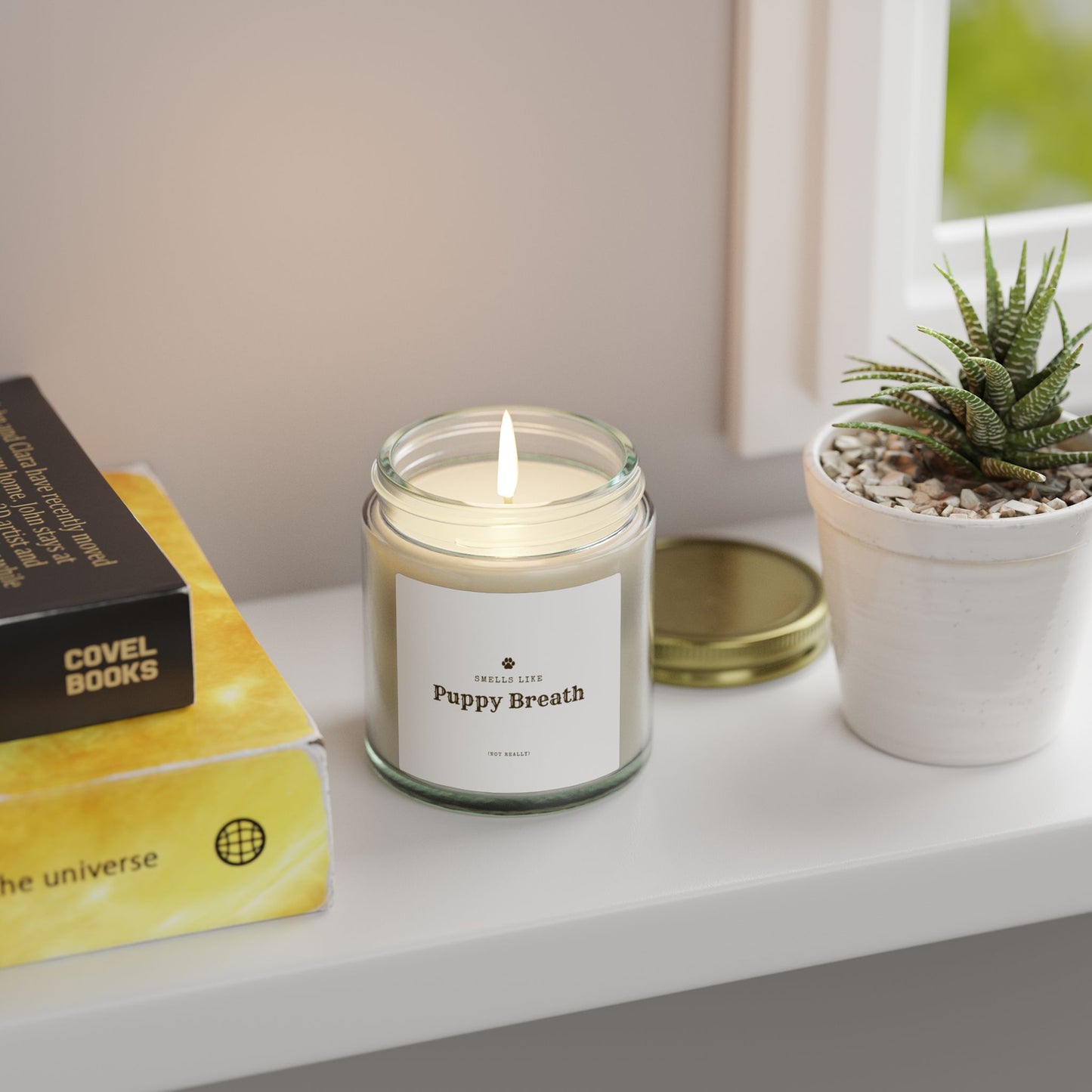 Smells Like Puppy Breath (Not Really) Jar Candle | Coconut Apricot Scented Candle, Fun Gift for Dog Lover Decor