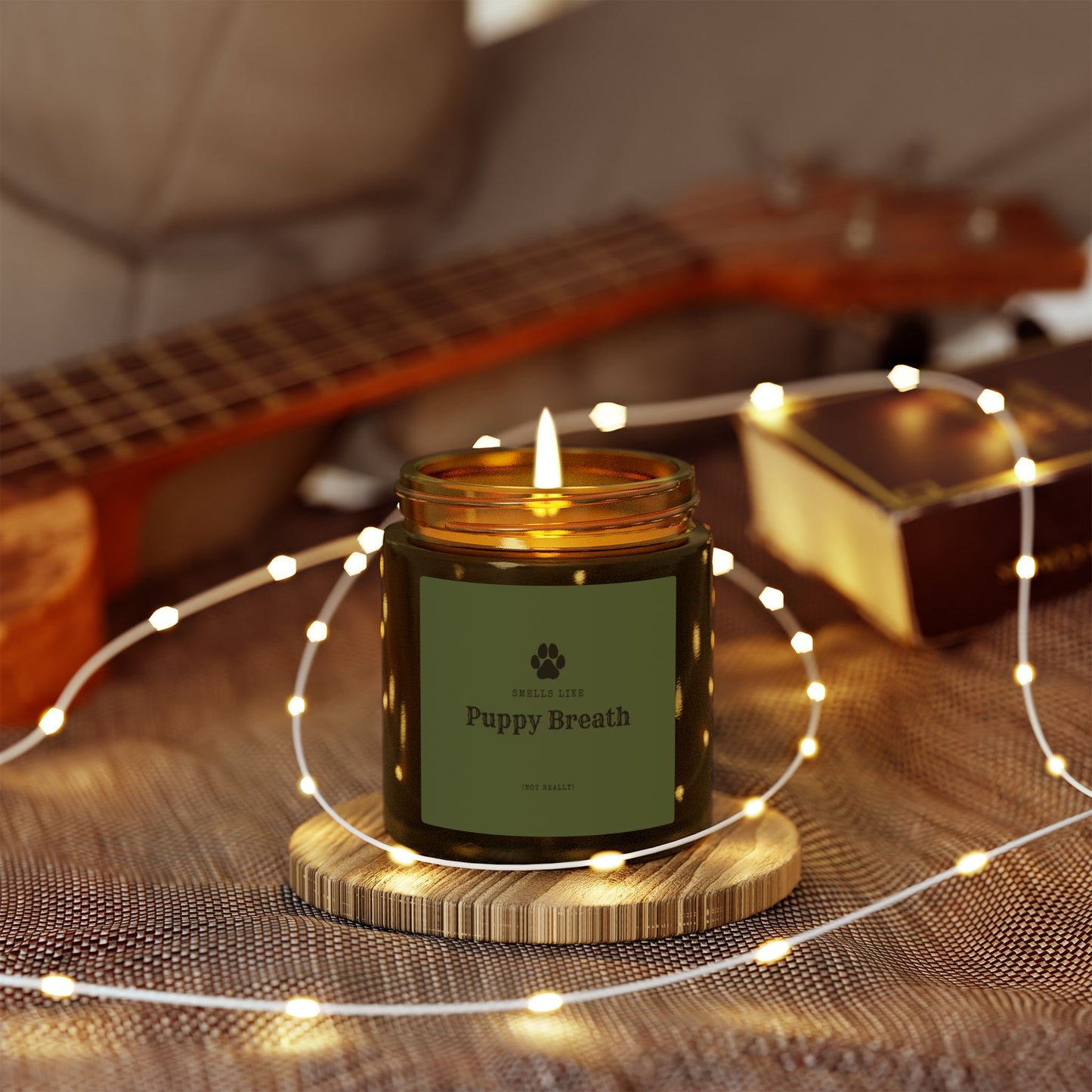 Smells Like Puppy Breath (Not Really) Jar Candle - Green | Coconut Apricot Scented Candle
