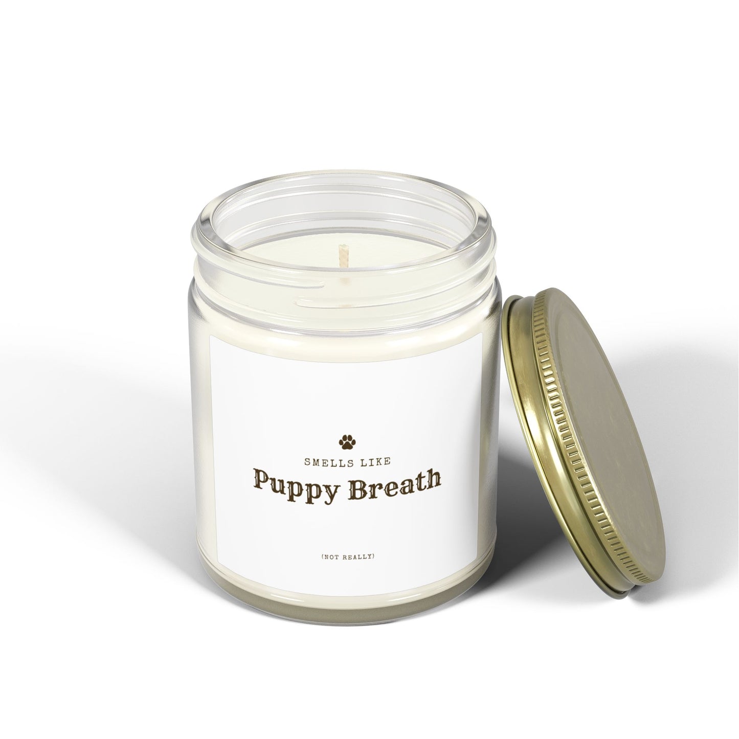 Smells Like Puppy Breath (Not Really) Jar Candle | Coconut Apricot Scented Candle, Fun Gift for Dog Lover Decor