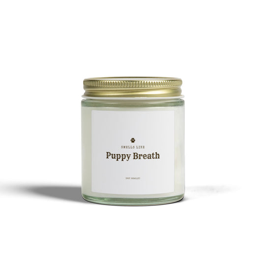 Smells Like Puppy Breath (Not Really) Jar Candle | Coconut Apricot Scented Candle, Fun Gift for Dog Lover Decor