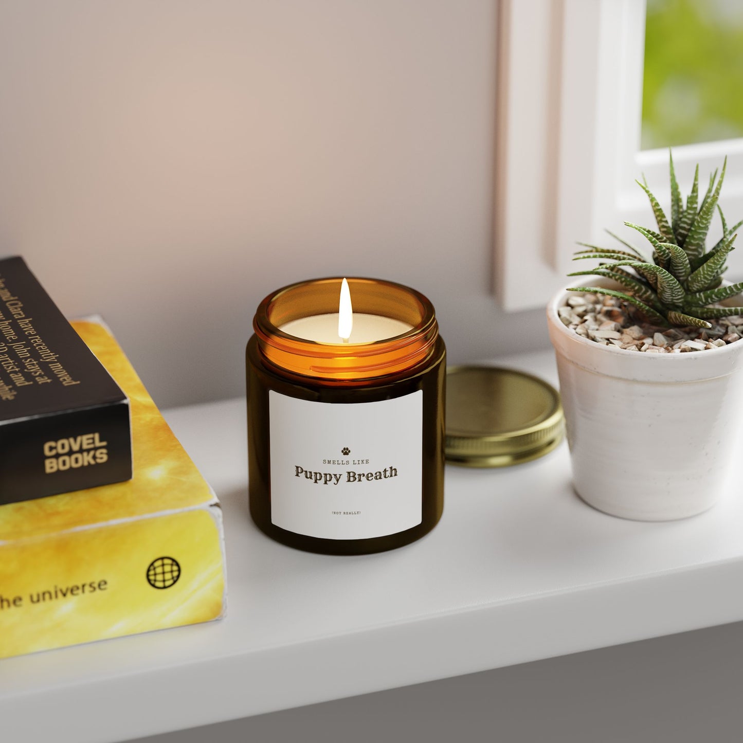 Smells Like Puppy Breath (Not Really) Jar Candle | Coconut Apricot Scented Candle, Fun Gift for Dog Lover Decor