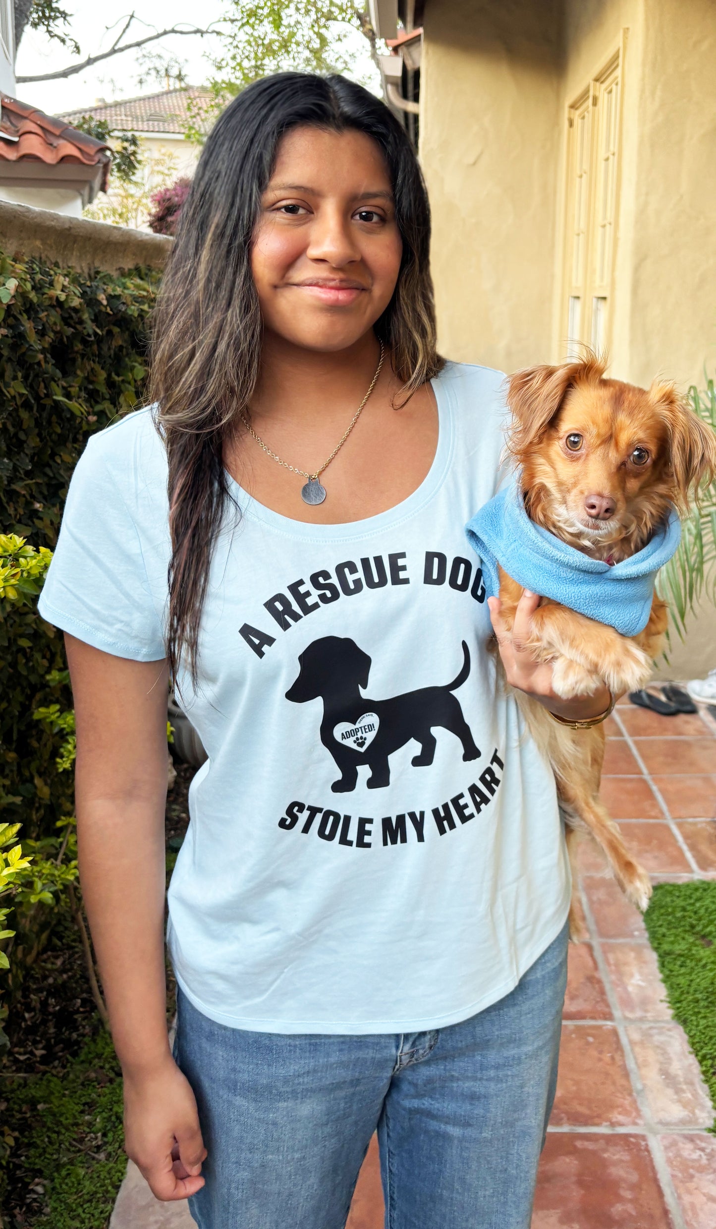 A Rescue Dog Stole My Heart - Scoop Neck Tshirt